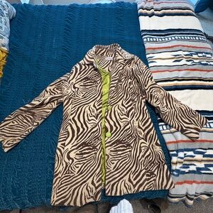 3 Sisters Zebra Print Teddy Jacket with Lime Lining